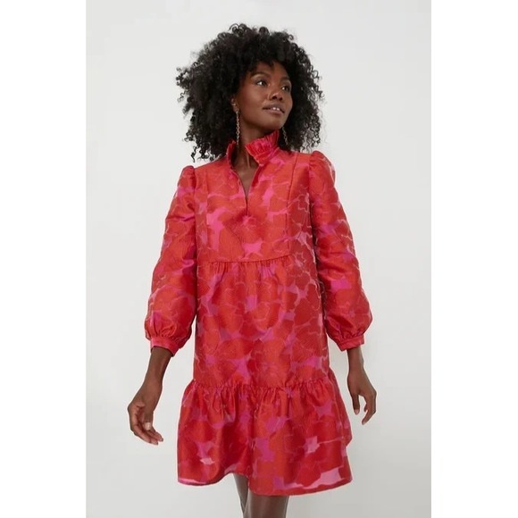 Tuckernuck Red Fil Coupe Palmerston Dress Sz L Spring Colorful Party Dressy - Picture 2 of 12